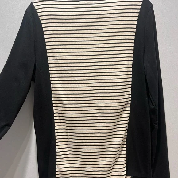 Women's Lauren Ralph Lauren XL /White Black Striped Long Sleeve Shirt Top NWT - Picture 7 of 9